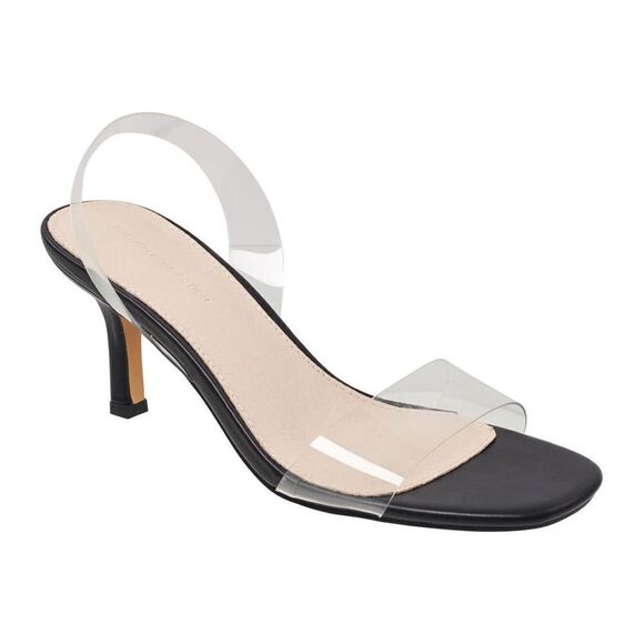 FRENCH CONNECTION Black Clear Lucite Slingback Tia Heeled Sandal - Picture 1 of 11